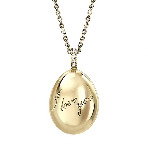 Yellow Gold I Love You Egg Pendant | Fabergé