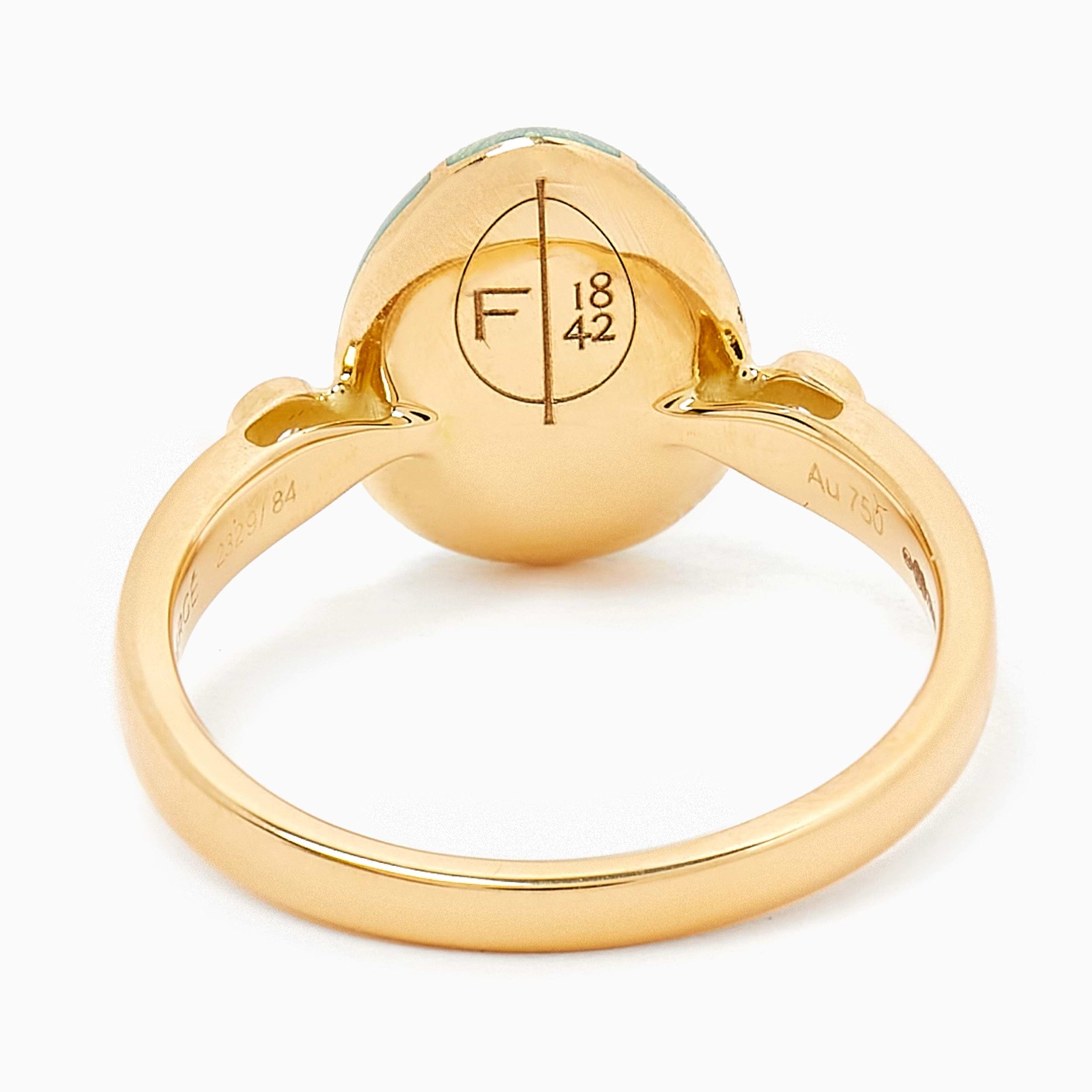 Fabergé Guilloché Enamel Egg Ring in Yellow Gold