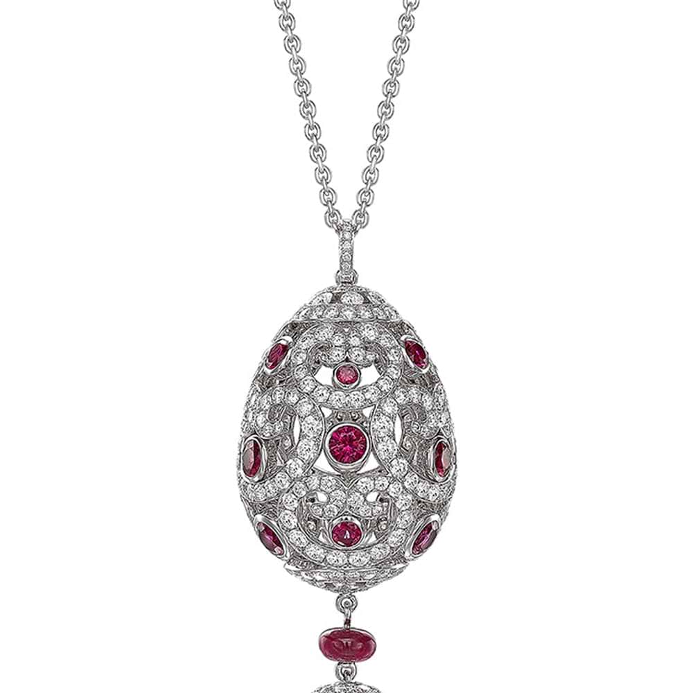 Impératrice White Gold & Ruby Tassel Pendant I Fabergé