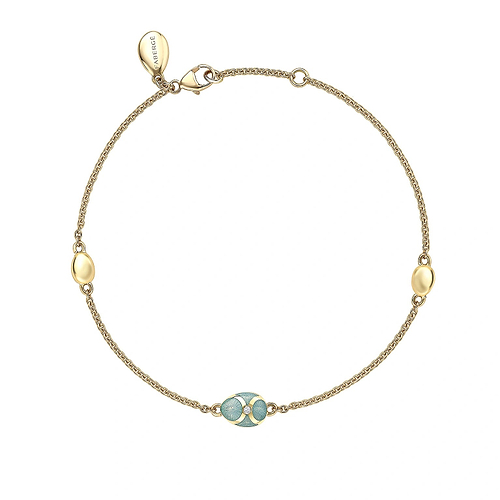 Yellow Gold Diamond & Turquoise Guilloché Enamel Chain Bracelet | Fabergé