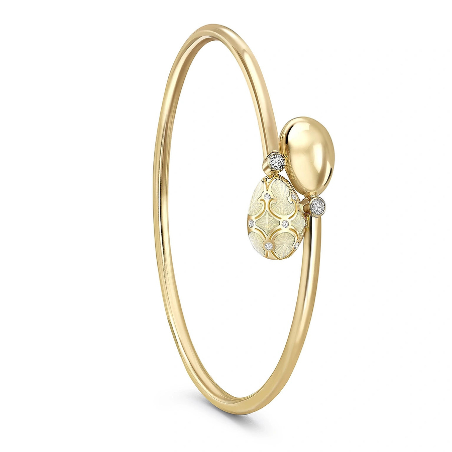 Yellow Gold, Diamond & White Enamel Crossover Bracelet | Fabergé