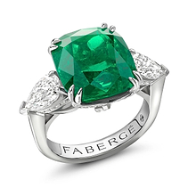 Platinum 9.10ct Cushion Cut Fine Emerald and Pear shaped Diamond Ring