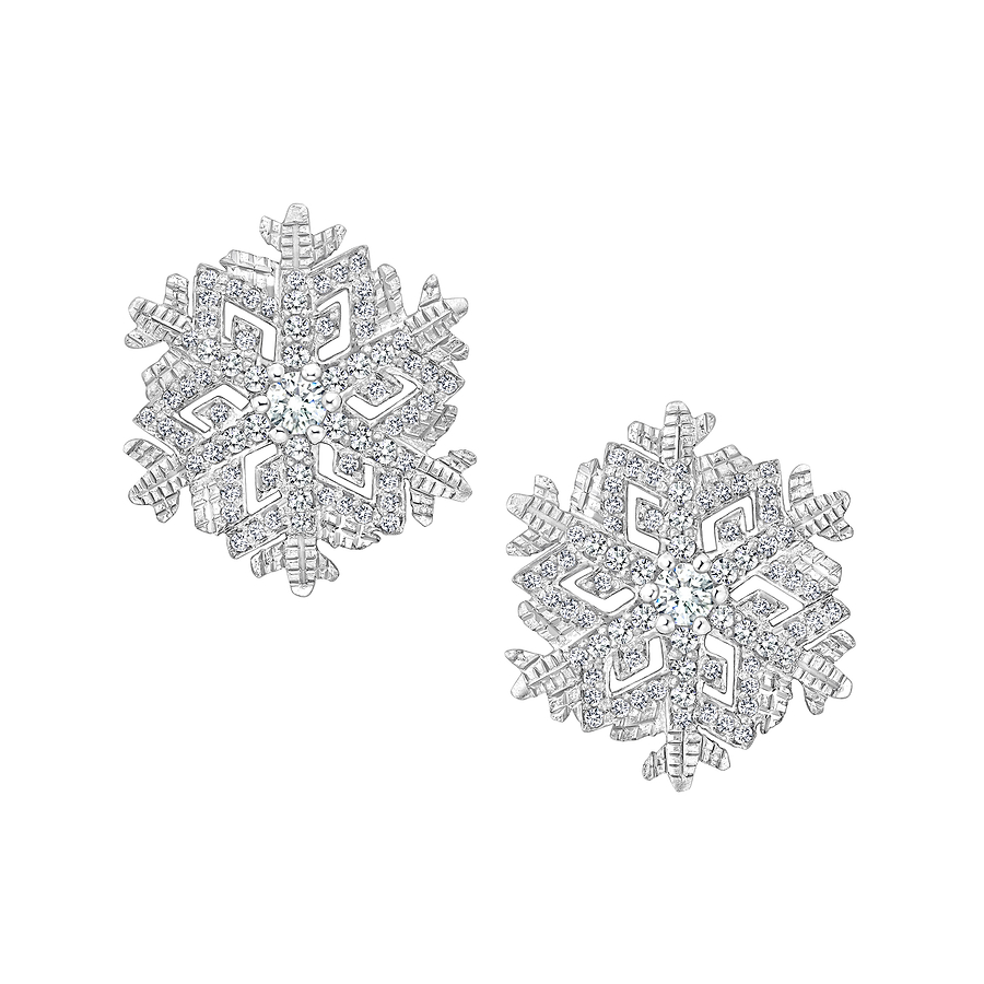 Platinum Diamonds 'Winter'  Snowflake Earrings