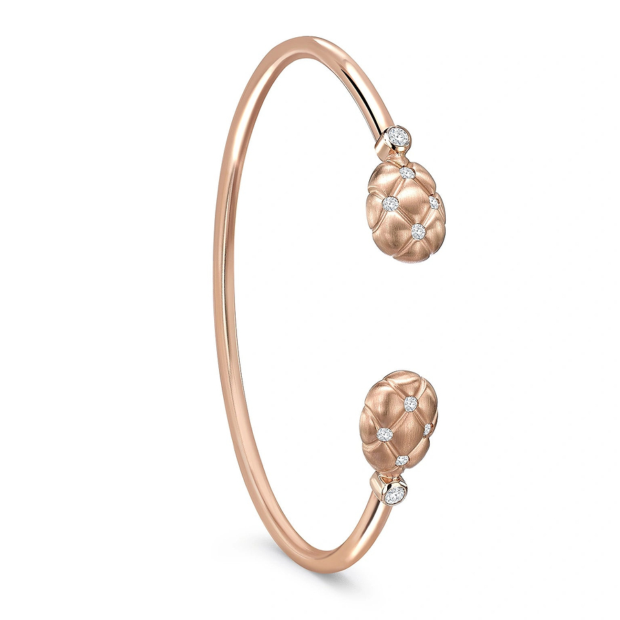 Brushed Rose Gold & Diamond Open Set Bracelet | Fabergé
