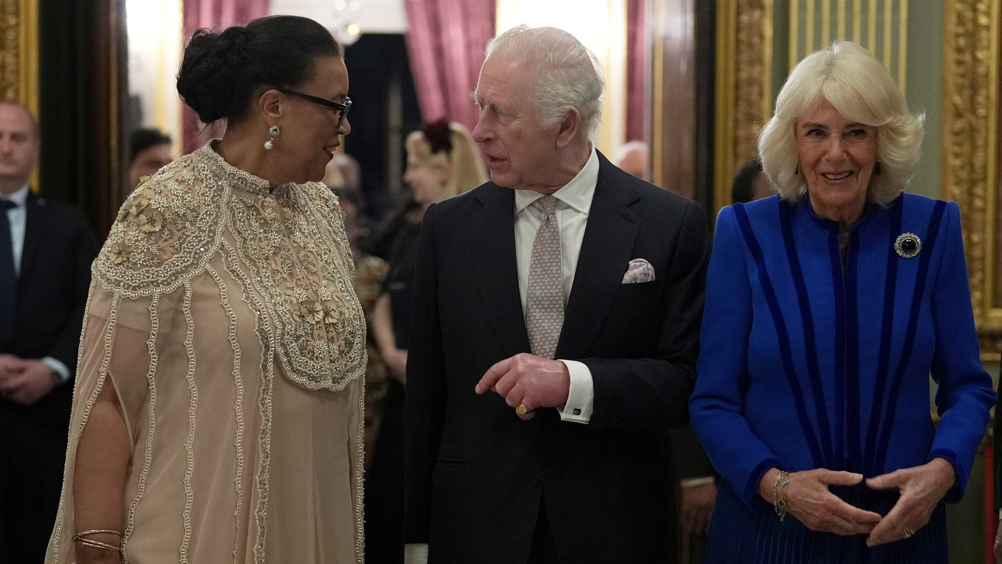 Her Majesty The Queen Wears Fabergé Whilst Attending The Commonwealth Day Reception