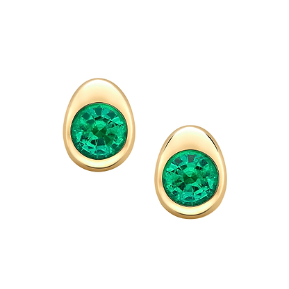 Fabergé emerald earrings on a white background