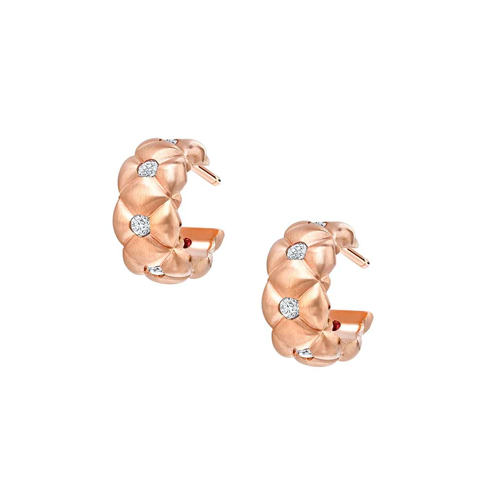 Quilted Hoop Earrings Diamonds