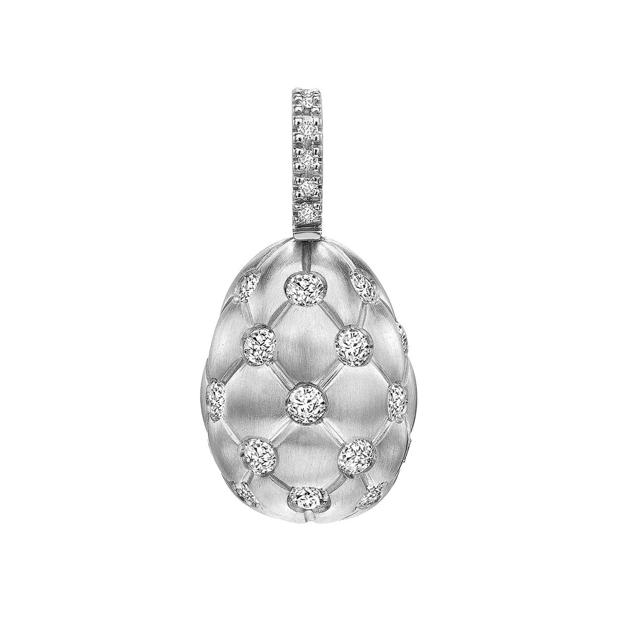 Treillage Brushed White Gold & Diamond Set Egg Charm 2