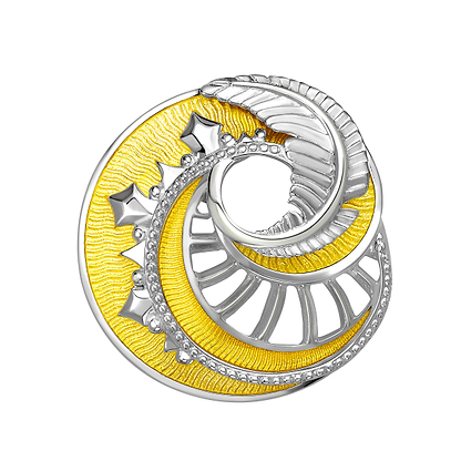Fabergé Mystere brooch on a white background