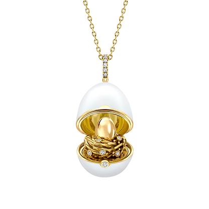 Enamel and Yellow Gold Nest Egg Locket