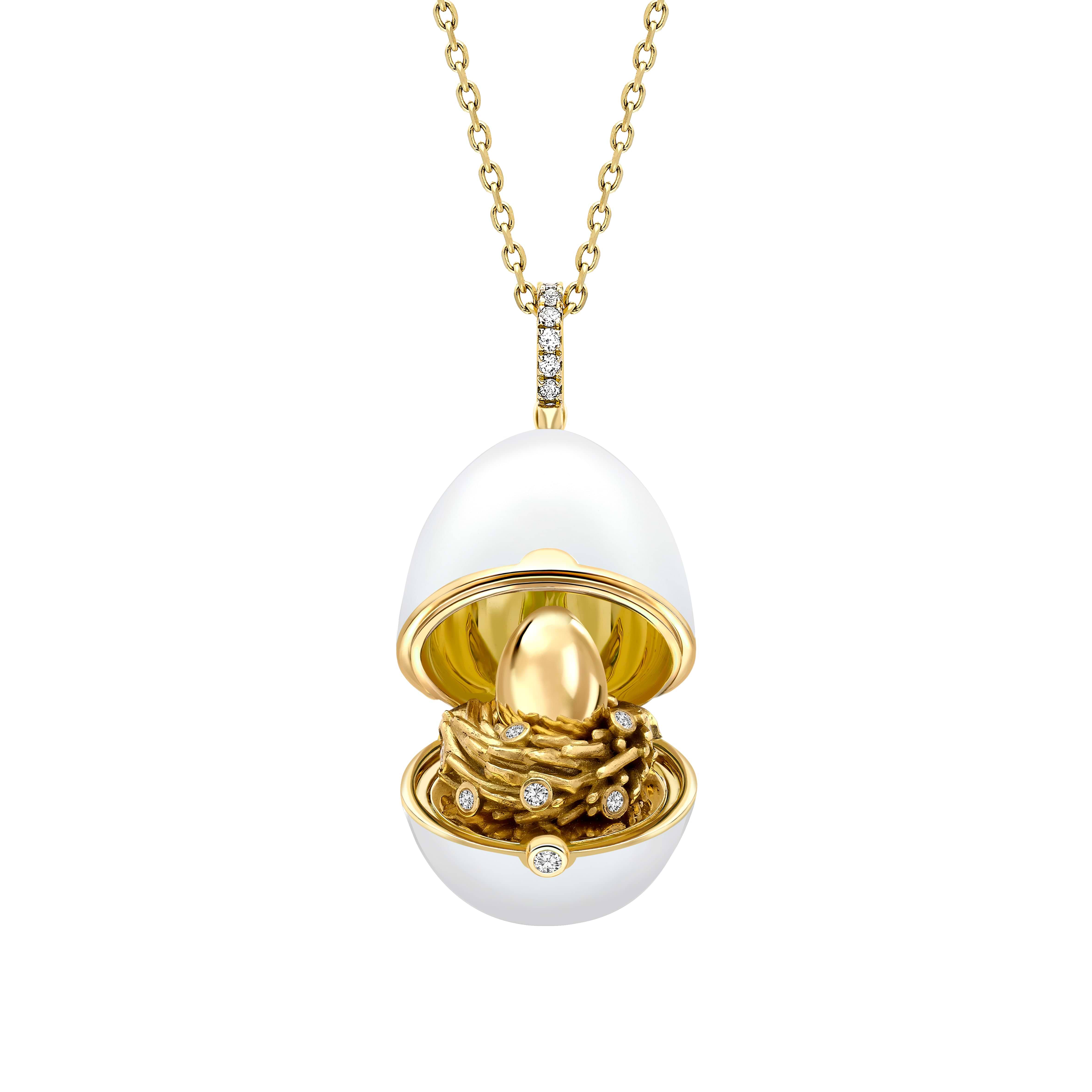 Enamel and Yellow Gold Nest Egg Locket