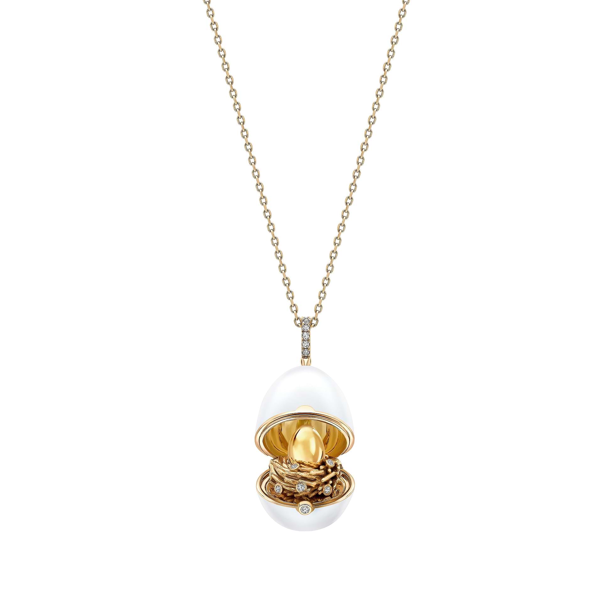 Enamel and Yellow Gold Nest Egg Locket