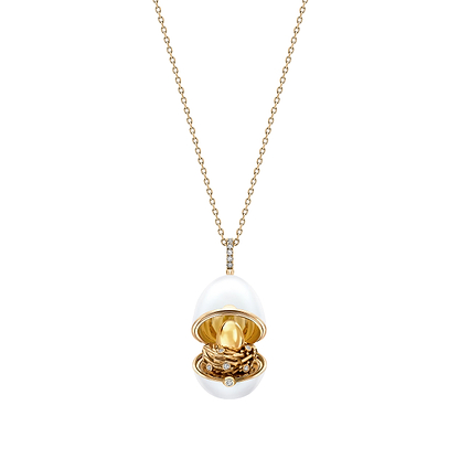 Enamel and Yellow Gold Nest Egg Locket
