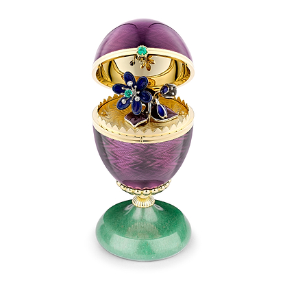Limited Edition Guilloché Enamel Anemone Surprise Egg Objet