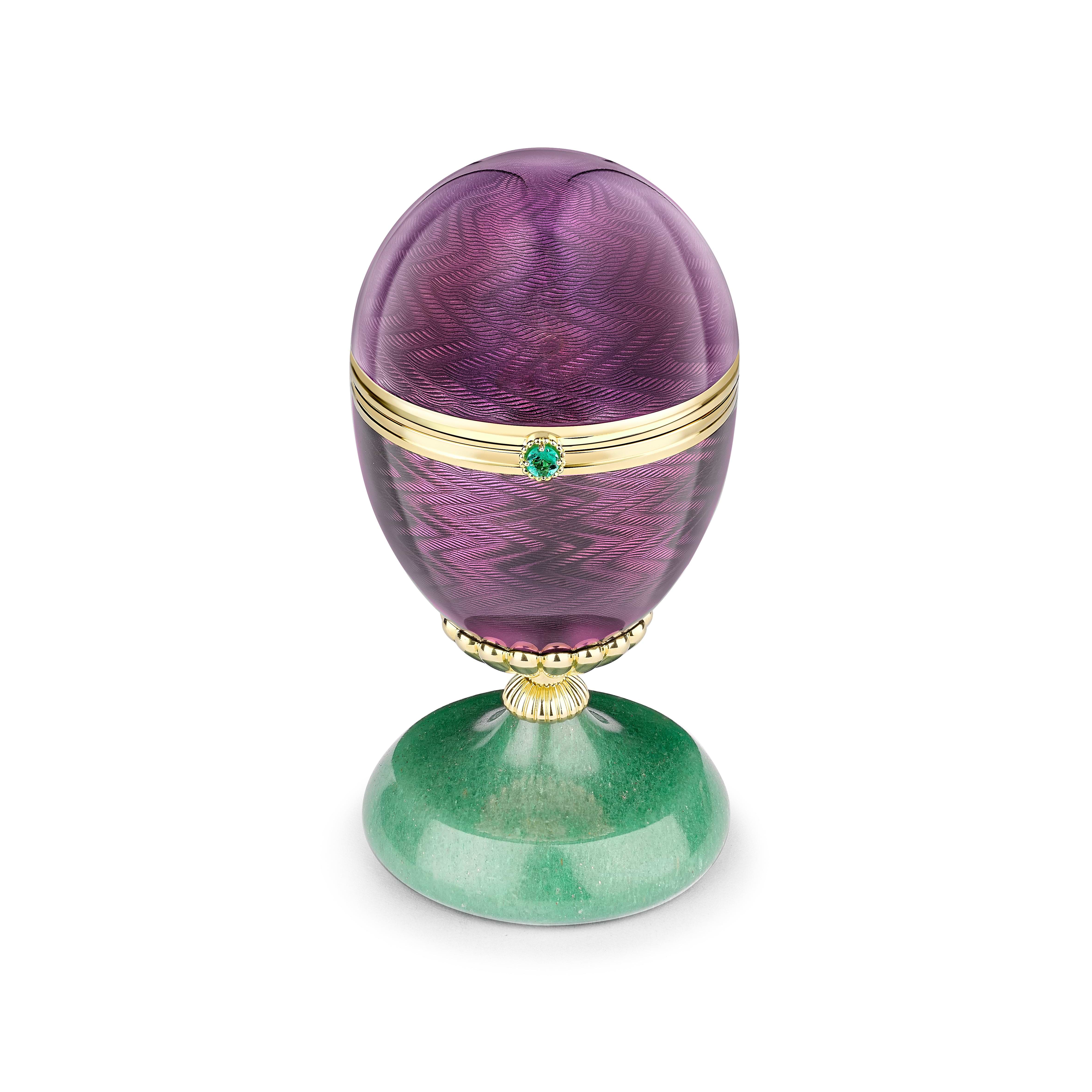 Limited Edition Guilloché Enamel Anemone Surprise Egg Objet 2