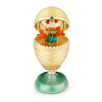Limited Edition Guilloché Enamel Cactus Surprise Egg Objet