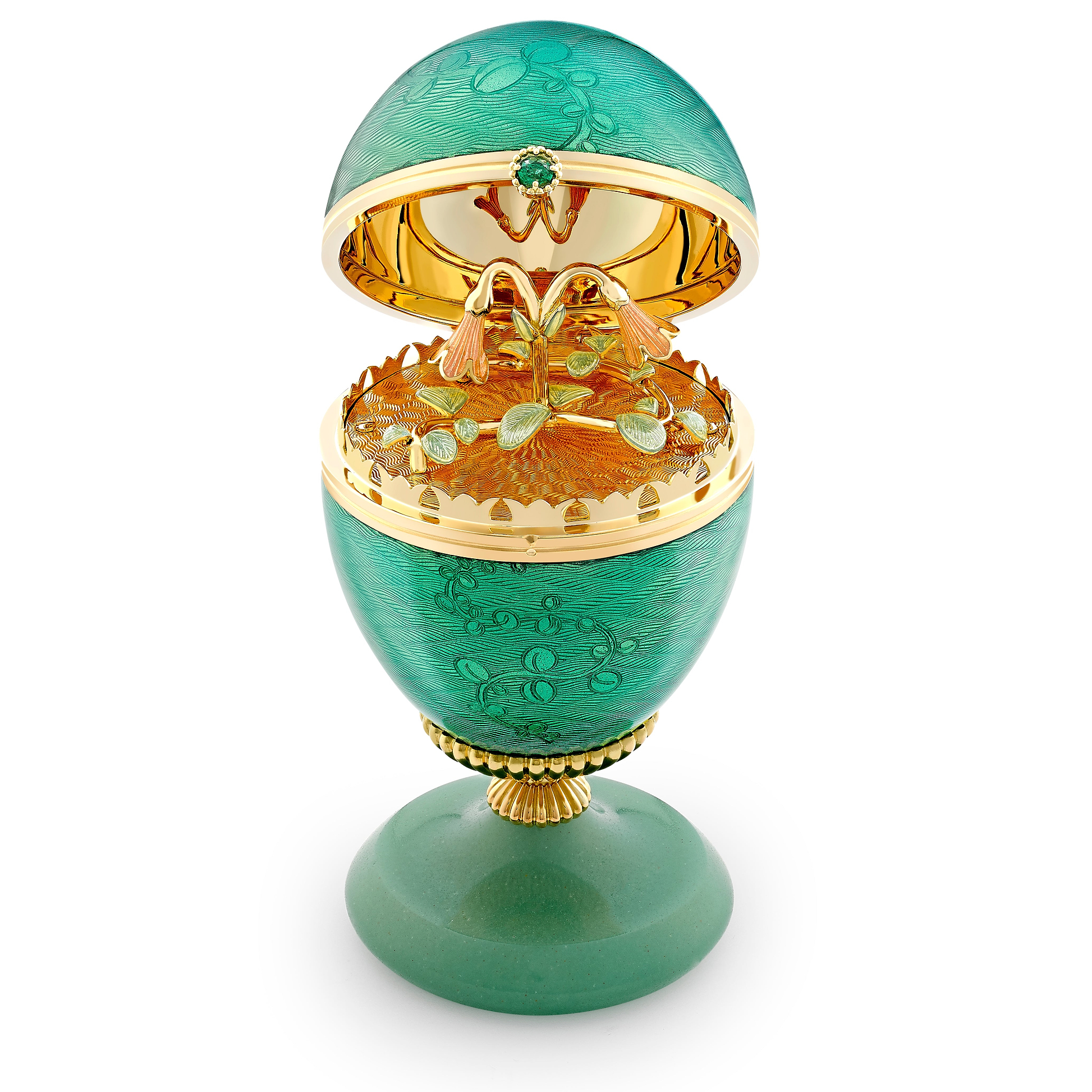 Limited Edition Guilloché Enamel Twin Flower Surprise Egg Objet