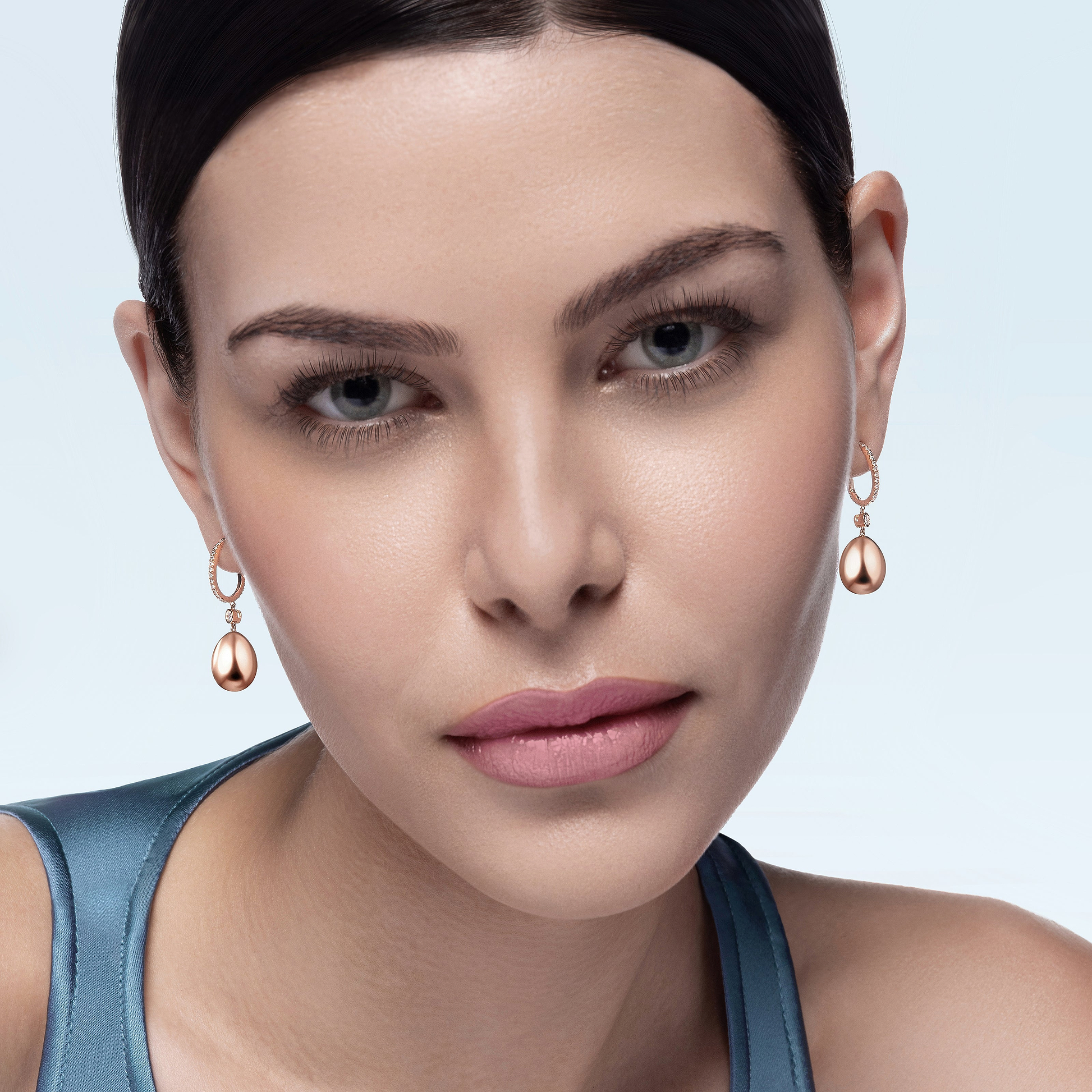 Rose Gold Hoop Egg Drop Earrings