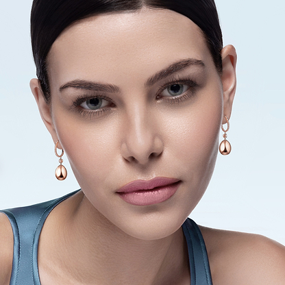 Rose Gold Hoop Egg Drop Earrings
