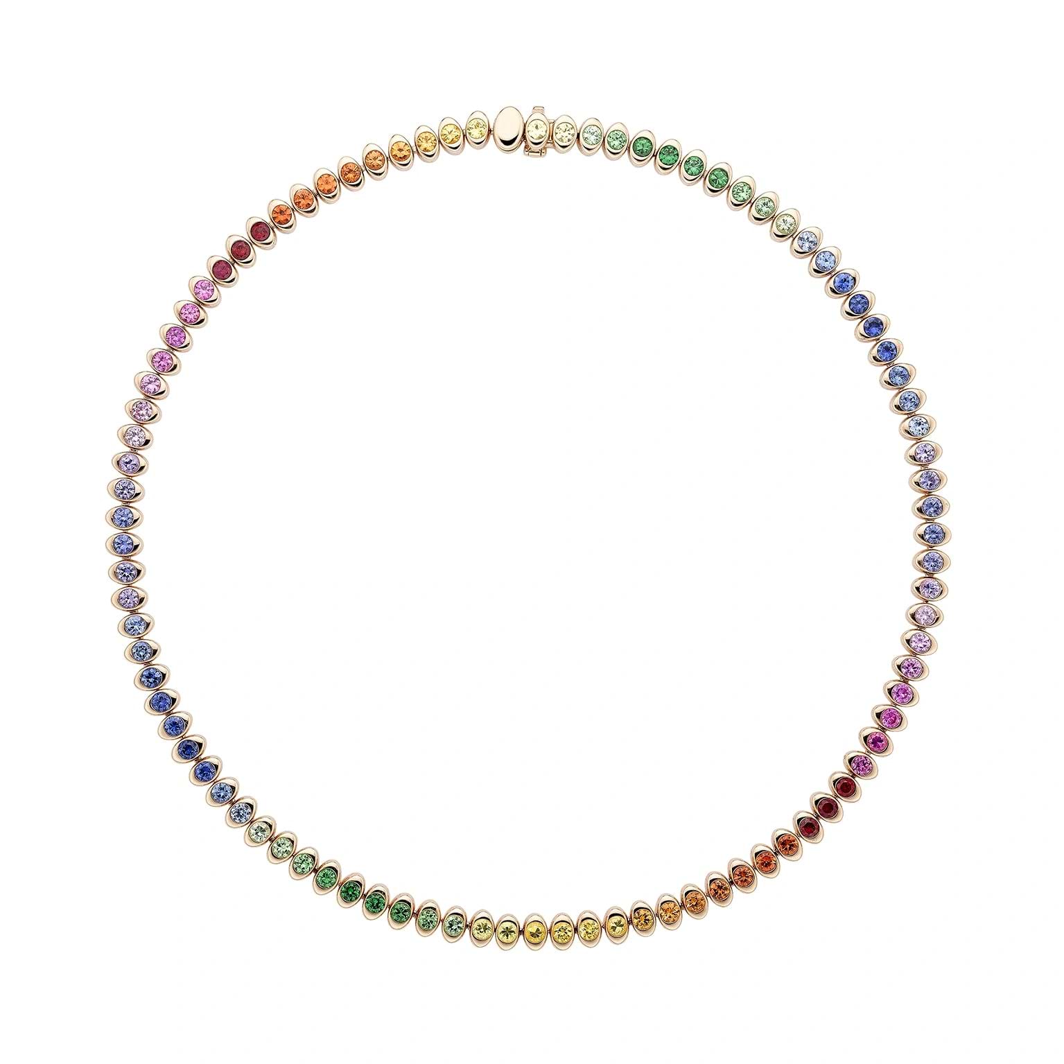Rose Gold Rainbow Multicoloured Gemstone Necklace | Fabergé