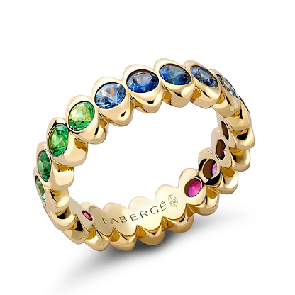 Yellow Gold Rainbow Multicoloured Gemstone Eternity Ring | Fabergé