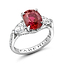 Platinum 4.33ct Oval Ruby Ring Set With Pear Shaped Diamonds | Fabergé
