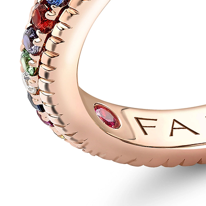 Rose Gold Multicoloured Gemstone Fluted Eternity Ring | Fabergé