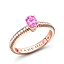 Rose Gold Pink Oval Sapphire Fluted Ring with Diamond Shoulders | Fabergé