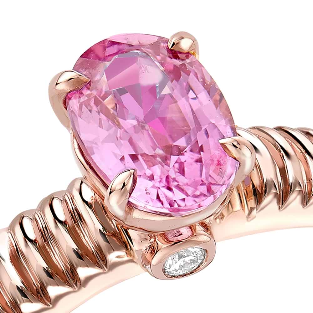 Rose Gold Pink Sapphire Fluted Ring | Fabergé 2