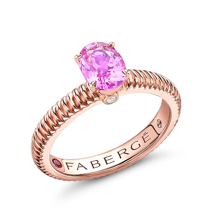 Rose Gold Pink Sapphire Fluted Ring | Fabergé