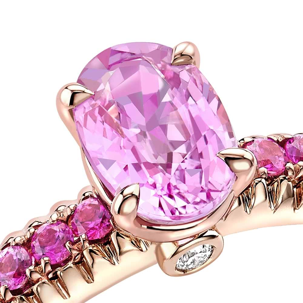 Rose Gold Pink Sapphire Fluted Ring with Pink Sapphire Shoulders | Fabergé 2