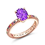 Colours of Love Rose Gold Purple Sapphire Fluted Ring with Multicoloured Gemstone Shoulders