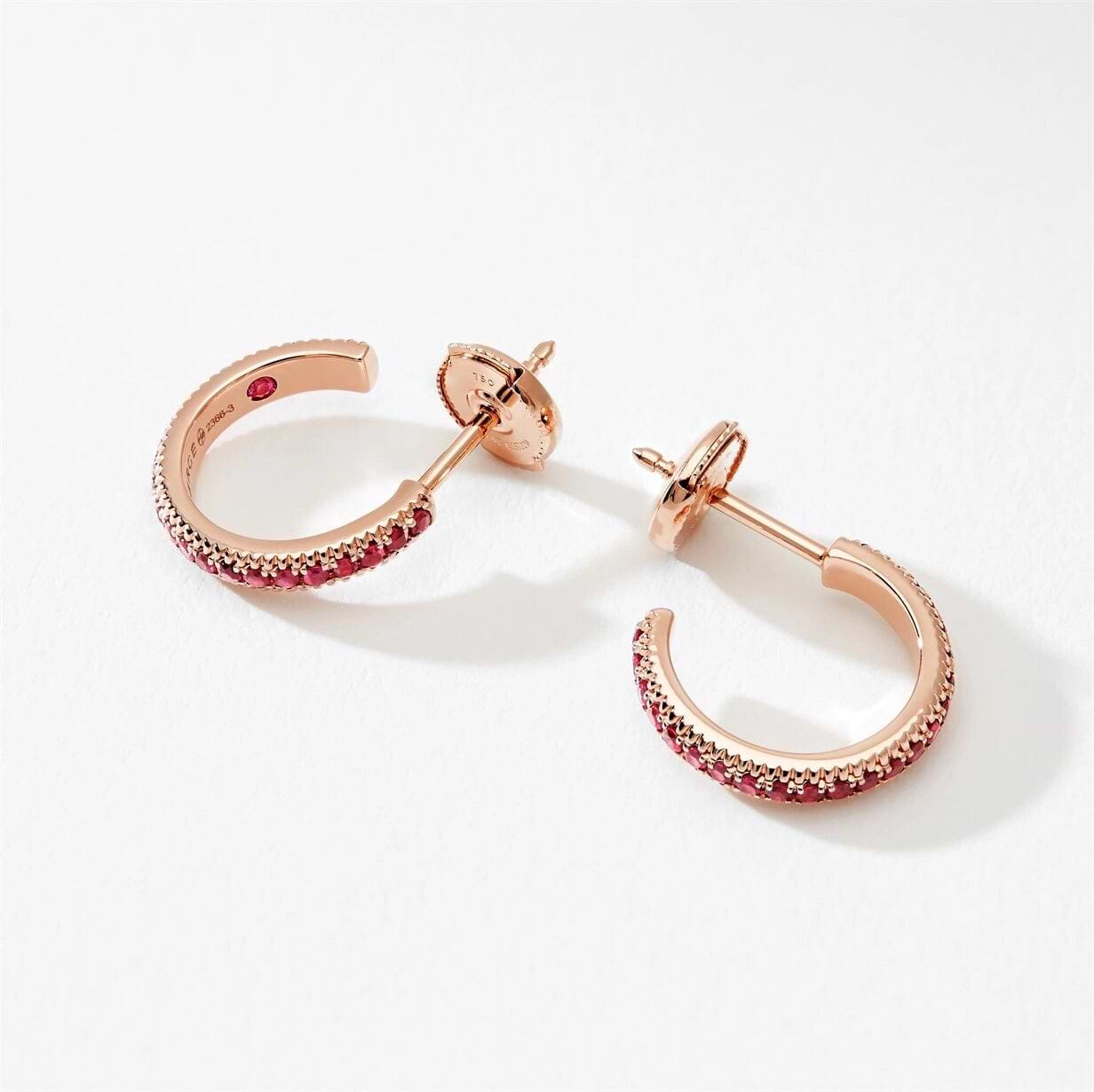 Rose Gold & Ruby Fluted Hoop Earrings | Fabergé 2
