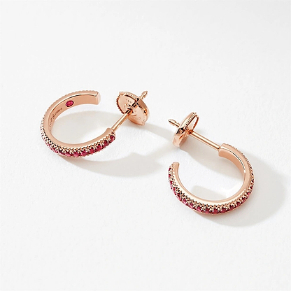 Rose Gold & Ruby Fluted Hoop Earrings | Fabergé