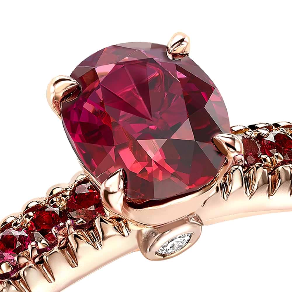 Rose Gold Ruby Fluted Ring with Ruby Shoulders | Fabergé 2