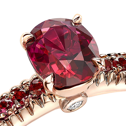Rose Gold Ruby Fluted Ring with Ruby Shoulders | Fabergé