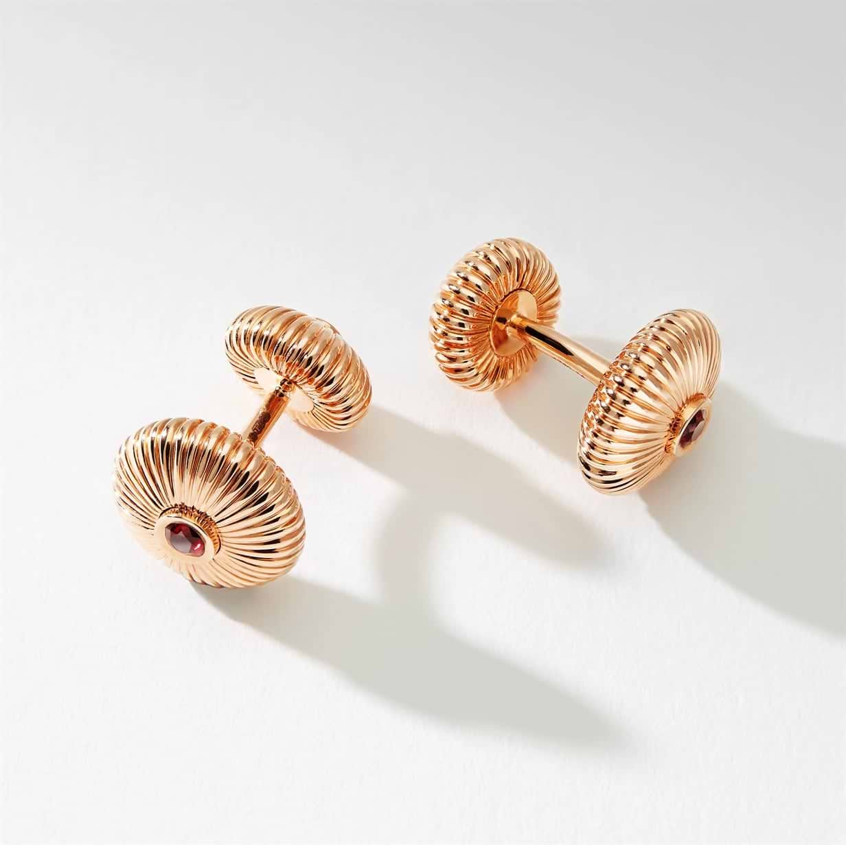 FABERGÉ Cufflinks – Ruby and Rose Gold Fluted Cufflinks 2
