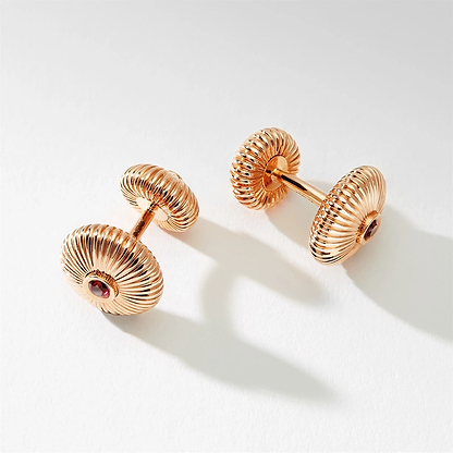 FABERGÉ Cufflinks – Ruby and Rose Gold Fluted Cufflinks