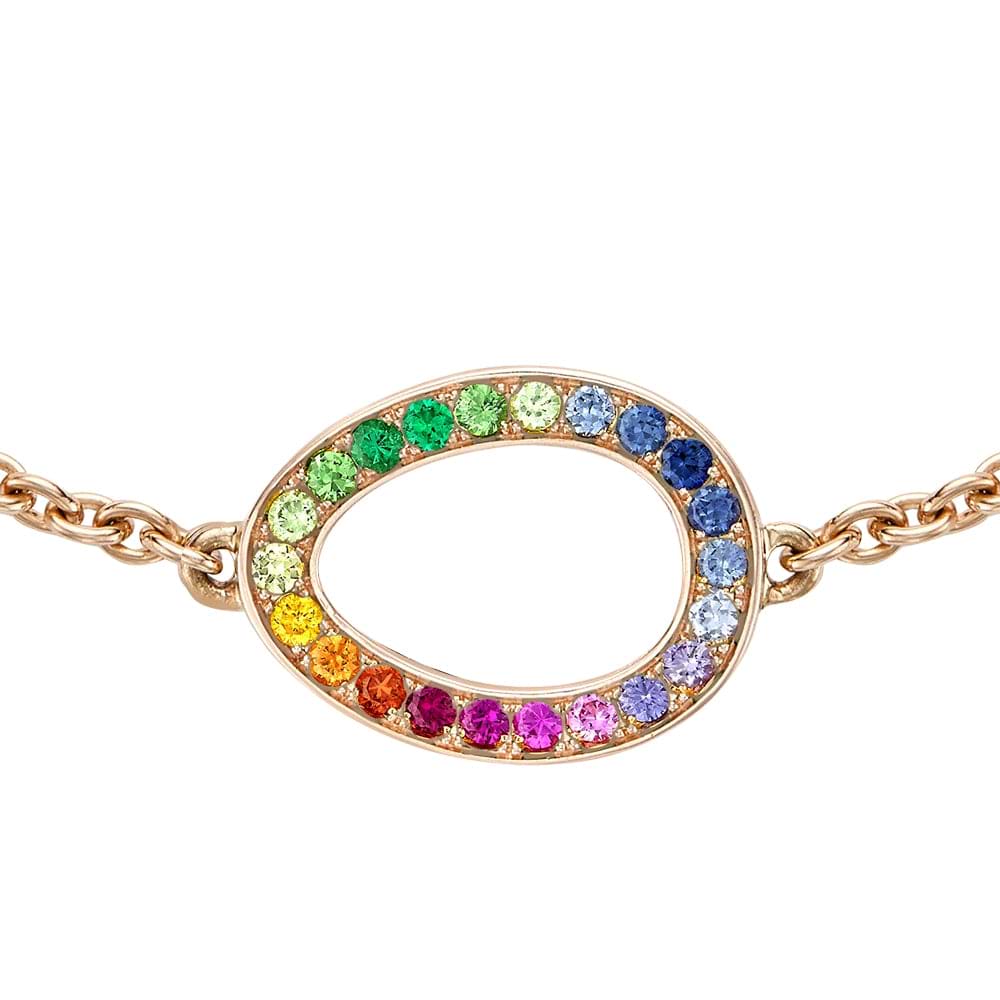 Rose Gold Rainbow Multicoloured Gemstone Egg Chain Bracelet | Fabergé 2
