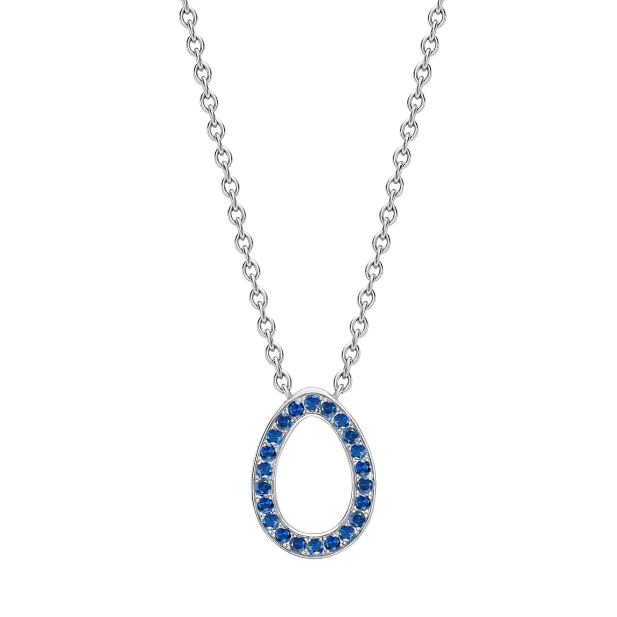 White Gold Blue Sapphire Egg Pendant | Fabergé