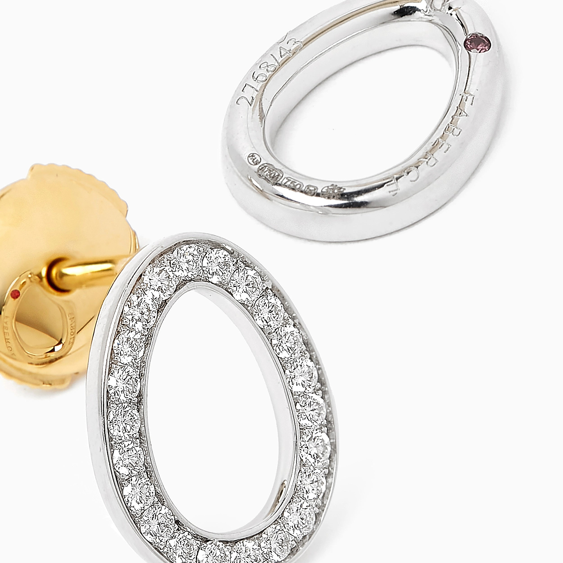 White Gold Diamond Egg Stud Earrings | Fabergé