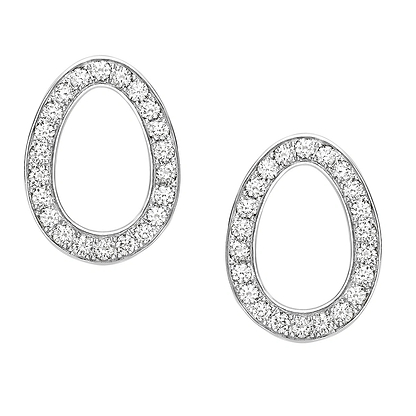 White Gold Diamond Egg Stud Earrings | Fabergé