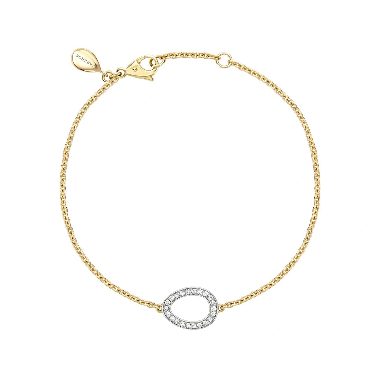 Sasha Yellow & White Gold Diamond Egg Chain Bracelet | Fabergé