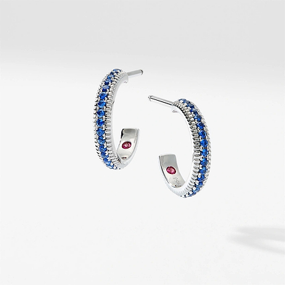 White Gold & Blue Sapphire Fluted Hoop Earrings | Fabergé