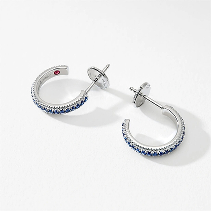 White Gold & Blue Sapphire Fluted Hoop Earrings | Fabergé