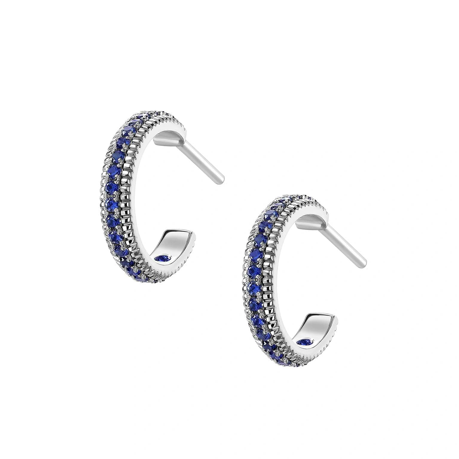 Hoop Earrings with Blue Sapphires