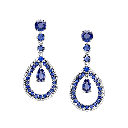 White Gold Blue Sapphire Teardrop Earrings | Fabergé