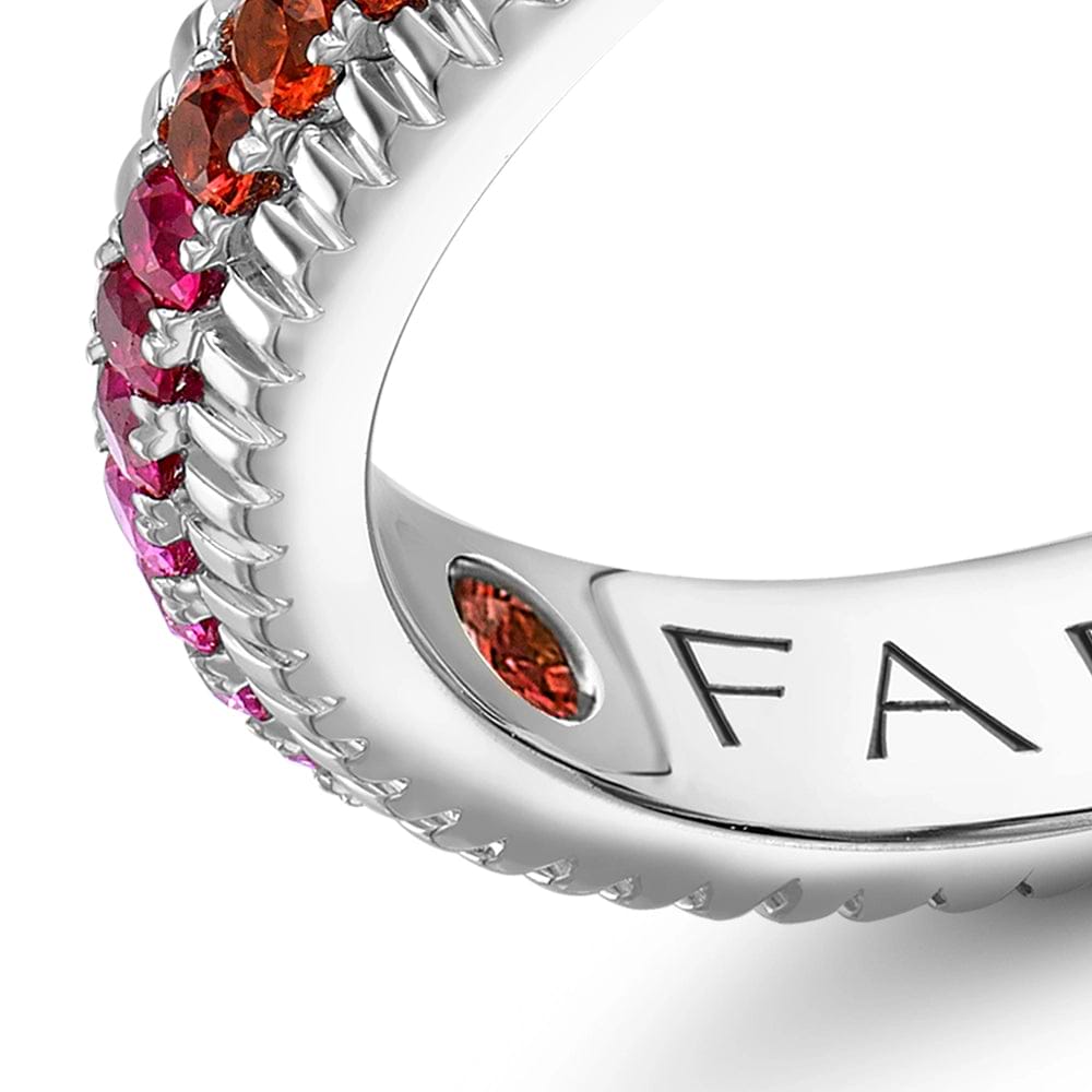 White Gold Rainbow Multicoloured Gemstone Fluted Eternity Ring | Fabergé 2