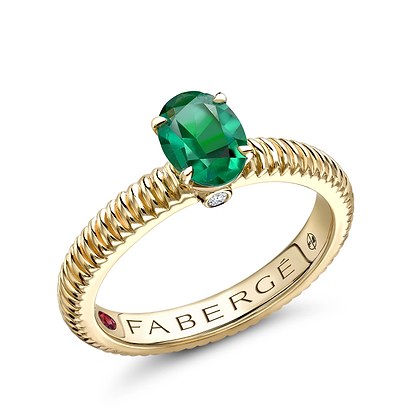 Yellow Gold Emerald Fluted Ring | Fabergé