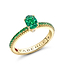 Yellow Gold Emerald Fluted Ring with Tsavorite Garnet Shoulders | Fabergé